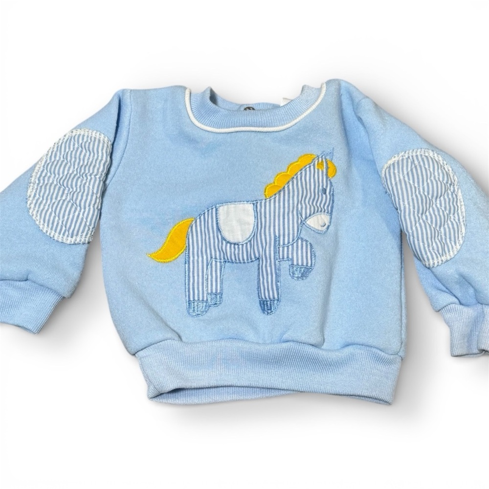 Vintage Jelly Beans Blue Horse Appliqué Sweatshirt baby 0-6m